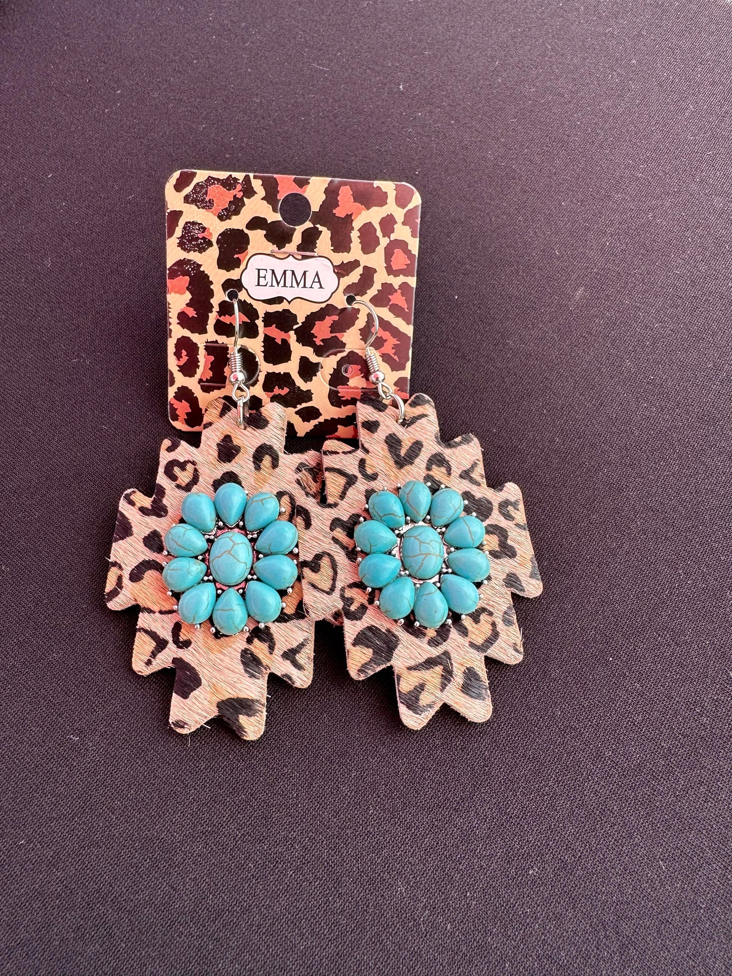 Leopard & Turquoise Earrings