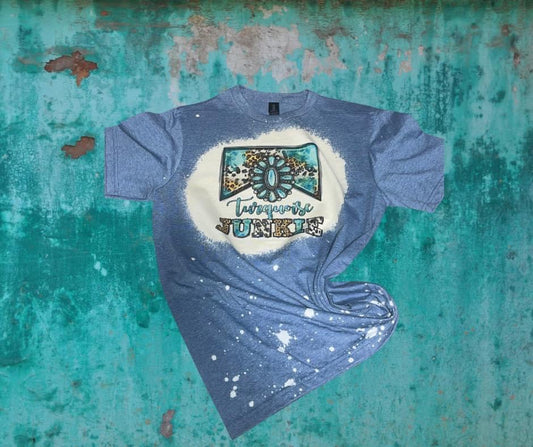 Turquoise Junkie bleached tee